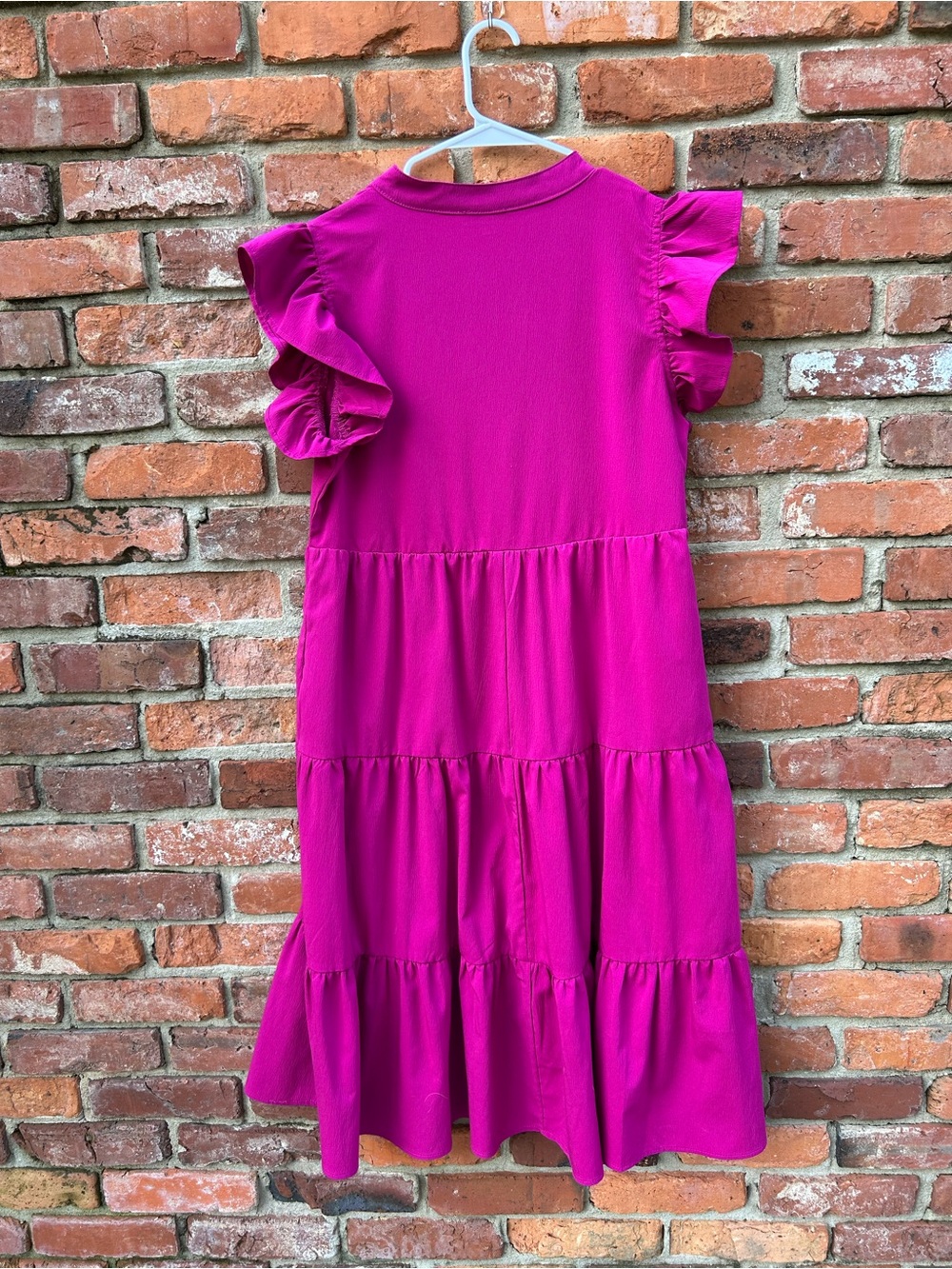 entro Colorful Purple Ruffle Sleeve Tiered Dress M Lined - Picture 7 of 7
